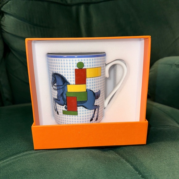 Hermes Blue and Multicolor Horse Mug
